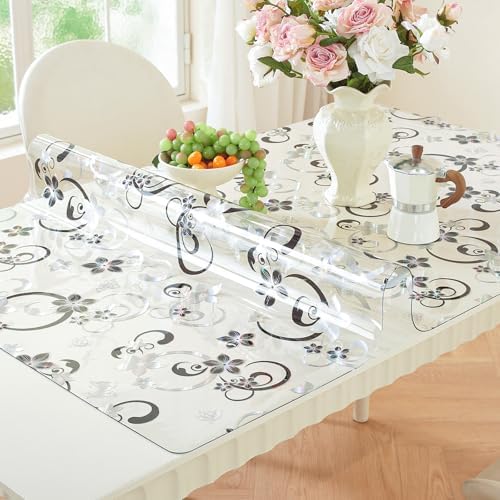 LovePads Floral Table Cover Protector 40 x 72 Inch, 1.5mm Thick Plastic Mat by LovePads