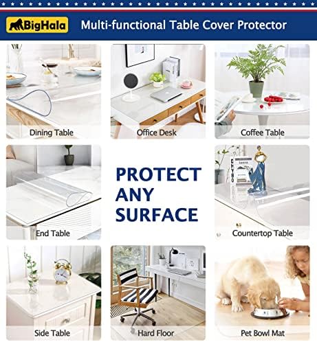 36 X 60 Inch Clear Plastic Tablecloth Table Protector Eco Thicken Protective Desk Blotter Mat Cover Waterproof Wipeable Tablecloth Roll Easy Clean PVC Vinyl Dining Coffee Tabletop Protection Liner Pad - Image 5