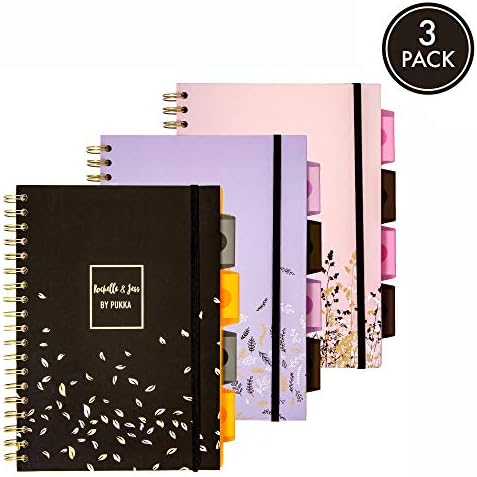 Pukka Pad 5 Subject Spiral Notebook 3-Pack - 200 Pages, 100 Sheets of 80GSM Paper with Repositionable Dividers & Perforated Edges for Office Planning & Organization - B5-7 X 10, Rochelle & Jess - Image 2