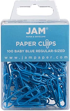 JAM PAPER Colorful Standard Paper Clips - Regular 1 Inch - Baby Blue Paperclips - 100/Pack by JAMPaper