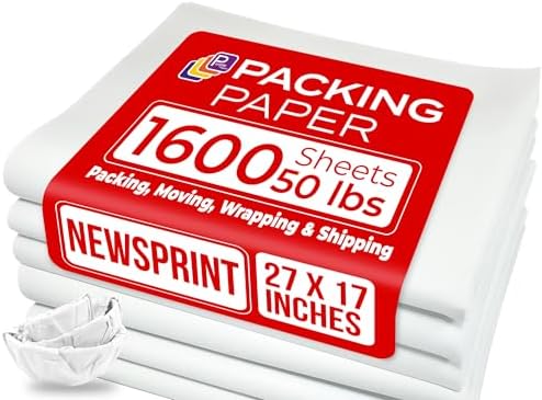 Purple Papers White Bulk Packing Paper | 1600 sheets | 27" x 17" | 50 lbs | Sheets for Moving - Newsprint Paper - Must Have in Your Moving Supplies | Newsprint Papers | Packaging Paper by PurplePapers