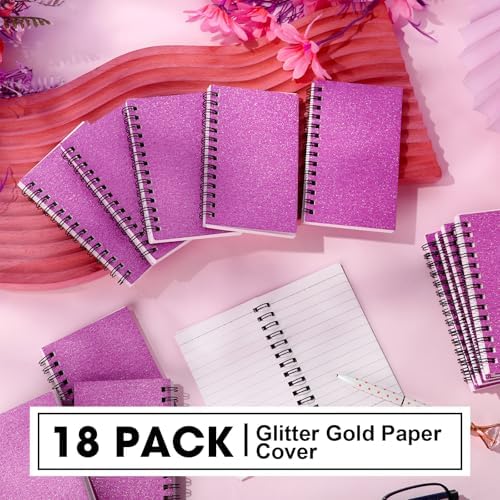 Jutom 18 Pcs Small Spiral Notebook Memo Pad 3x5, Glitter Pink - Image 3