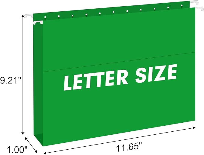 Extra Capacity Hanging File Folders, RAZCC 60 Pack Letter Size Reinforced Hanging Folders with Heavy Duty 1 Inch Expansion for Bulky Files, Filing Cabinet, Adjustable Tabs, Assorted Colors - Image 2