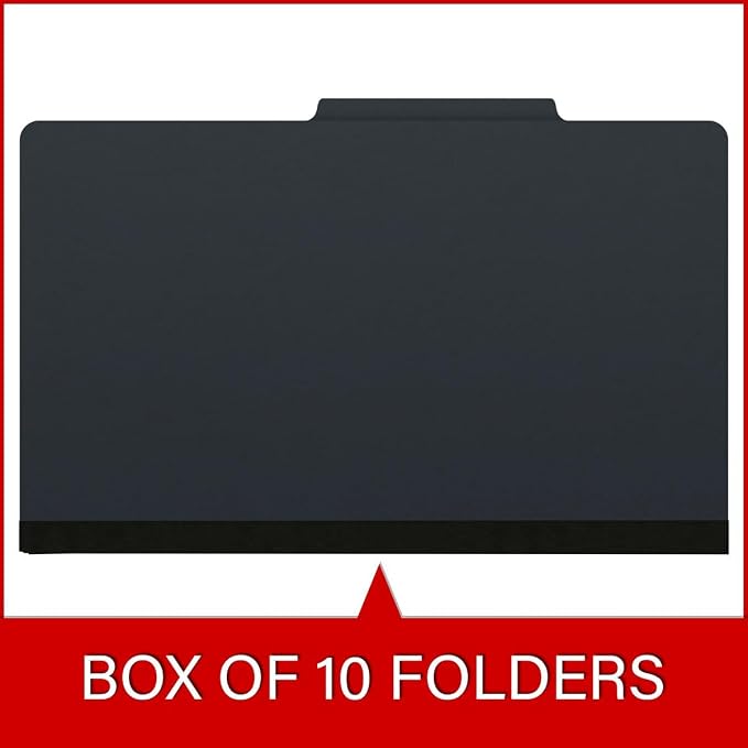 Top Tab Pressboard Folders, Legal Size, 2" exp, Fasteners Pos #1 & #3, Black (Box of 25) - Image 6