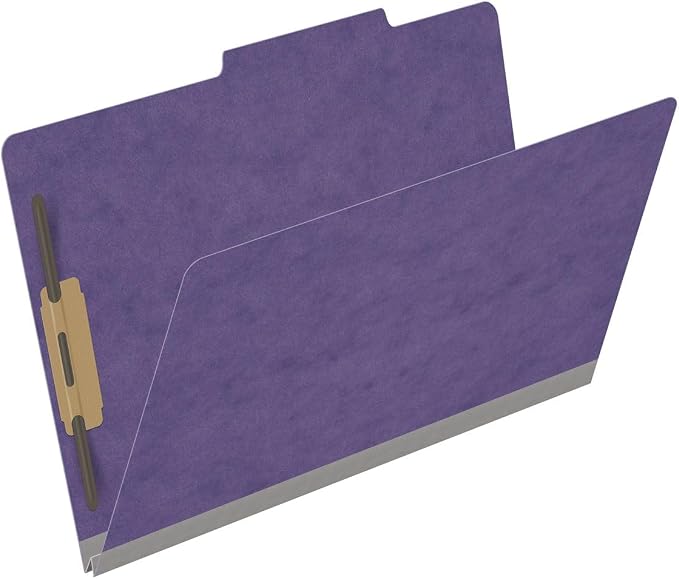 25 Pt. Pressboard Classification Folders, 2/5 Cut ROC Top Tab, Legal Size, No Dividers, Purple (Box of 25) - Image 2