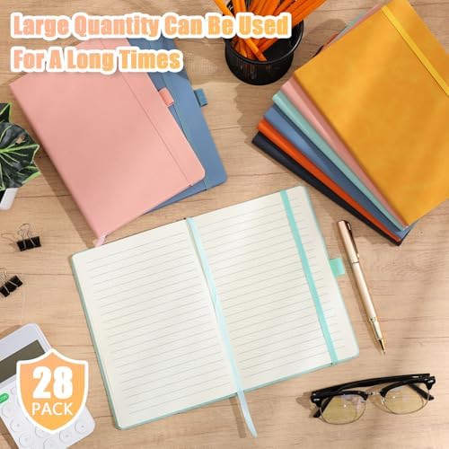 Laumoi 28 Pack A5 PU Leather Lined Notebook Journal, Fresh Color,Simple - Image 6