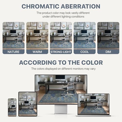 48"x60" Office Chair Mat for Hardwood Floor, Non-Slip Washable Dark Blue - Image 6