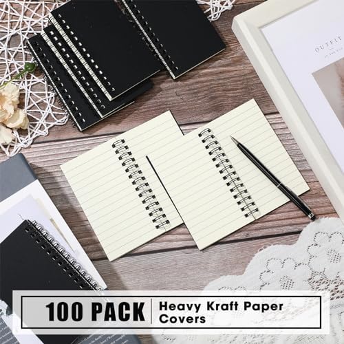 Jutom 100 Pcs Small Spiral Notebook Memo Pad 3x5, Black - Image 2