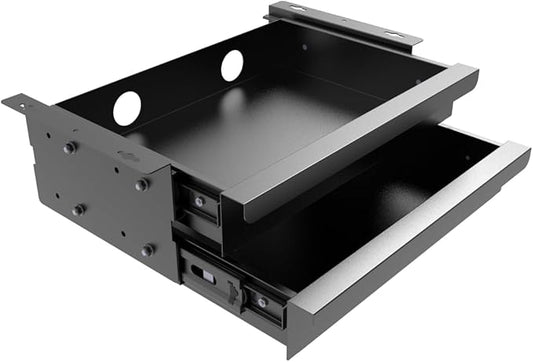 Dual Tier Under Desk Mounted Sliding Pull-out Drawer, 15.3" Wide | Mounted Storage Desk Organizer for Sit Stand Workstation, Metal, Black (2TierMedium) by Unknown