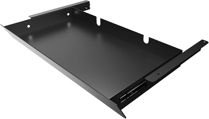 Large Under Desk Mounted Sliding Drawer with 2 Cable Hole and 60 Degree Tilt Panel to Pull Out, 22.4'' Long & 9.2'' deep Large Storage Organizer for Sit Stand Workstation by GAXOMO
