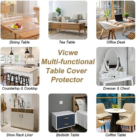 Vicwe Clear Table Cover Protector, 42x72 Inch Single-Sided Frosted Desk Mat - Image 6
