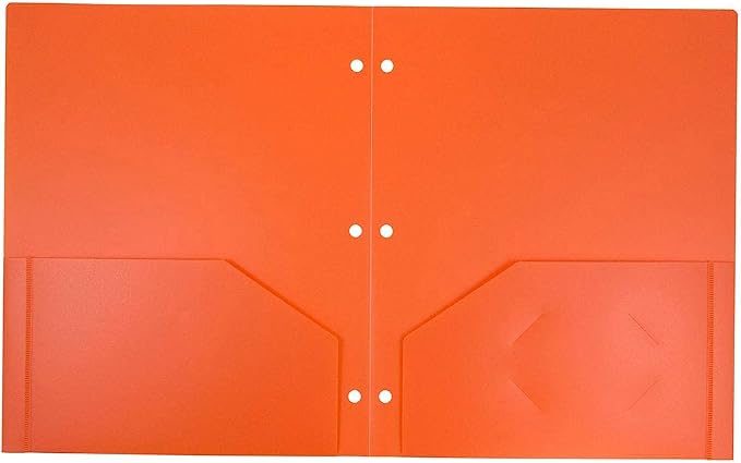 JAM PAPER Heavy Duty Plastic 3 Hole Punch Pocket Folders - Extra Tough School Folders - Orange - 6/Pack - Image 6