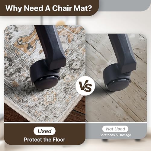 4FT Round Office Chair Mat for Hardwood Floor, Non-Slip Washable Taupe - Image 4
