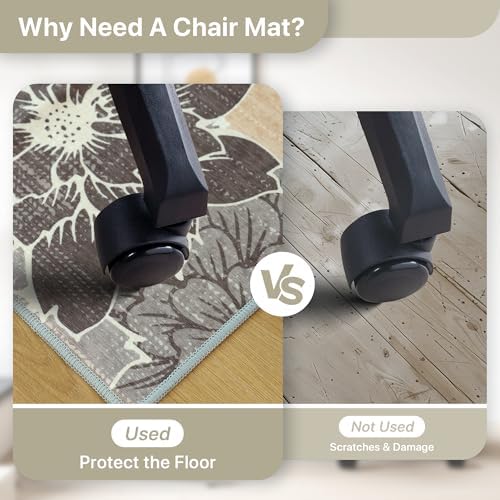 48"x60" Office Chair Mat for Hardwood Floor, Non-Slip Washable Grey Beige - Image 5