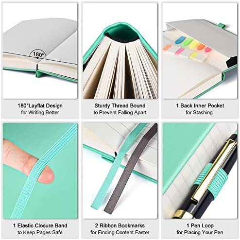 5 Pack College Ruled Notebook Bulk, A5, 312 Numbered Page Thick Journal Set - Image 3