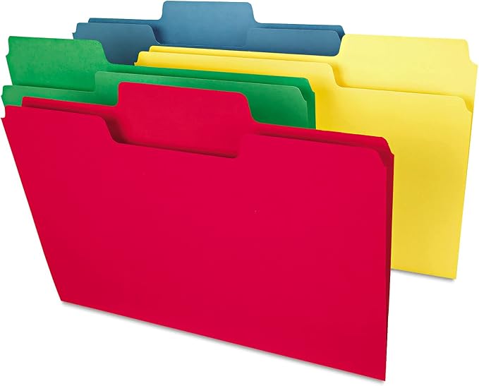 Smead SuperTab Heavyweight File Folder, Oversized 1/3-Cut Tab, Legal Size, Assorted Primary Colors, 50 Per Box (15410) by SMEAD