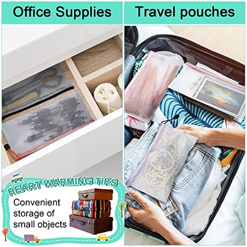 Mimorou 100 Pcs Mesh Pencil Pouch Bulk, Clear Organizer Bags,Fresh Color - Image 5