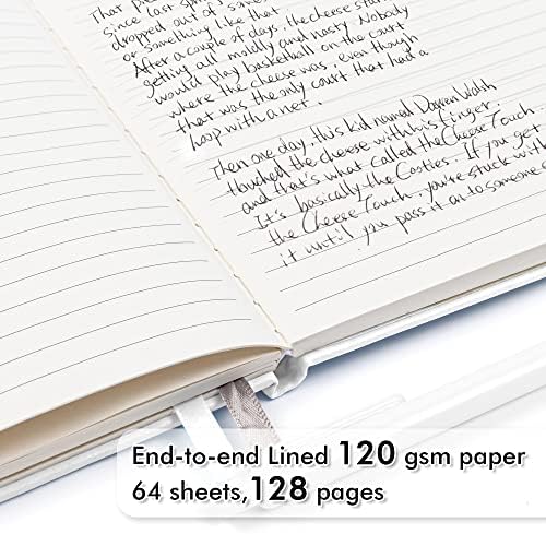 feela College Ruled Notebooks, 24 Pack Business Notebook Hardcover Lined Writing Journal with Pen Holder for Men Women Note Taking, with 24 Black Pens, 120 GSM, 5.1”x8.3”, A5, White - Image 3