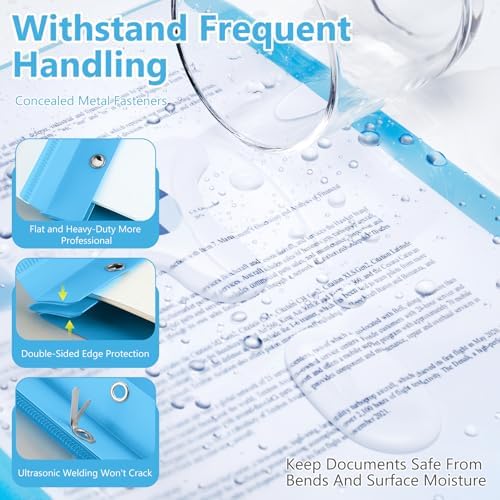 Feifeiya 48 Pack Plastic Report Covers with 3 Prongs Presentation Folders Bulk, 100 Sheet Capacity, Clear Front Report Covers for Presentation Document Paper School Office Supplies (Sky Blue) - Image 4