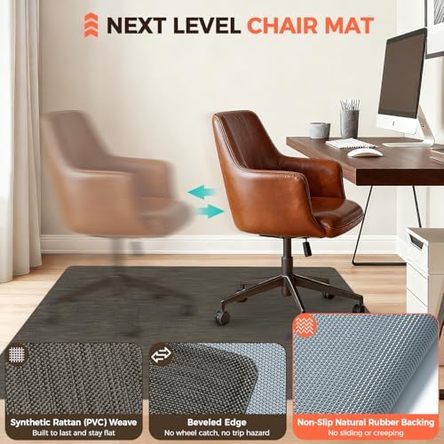 BAGAIL Office Chair Mat for Hardwood Floor, 35"x47" Heavy Duty Computer Chair Mat - Fast Flat & Smooth Glide - Non-Slip Desk Chair Floor Protector for Home Office - Dark Brown - Image 2