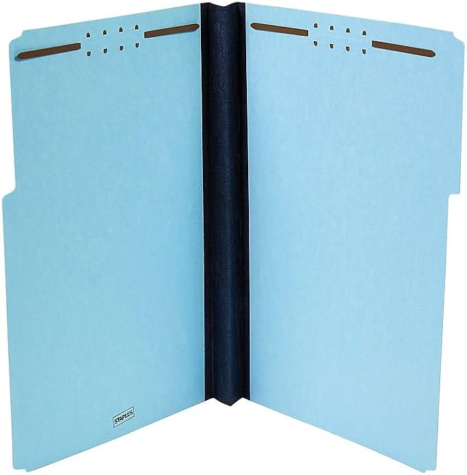 Staples Pressboard Classification Folder, Legal Size, Blue, Reinforced Durable Construction, 25/Box - Image 2