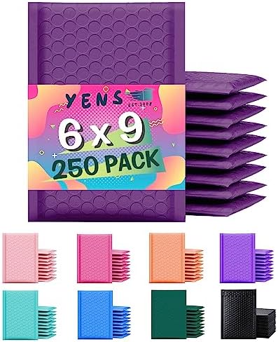 Yens Bulk Purple Poly Bubble Mailers 6x10 250 Pack Usable 6x9 by YensPackage