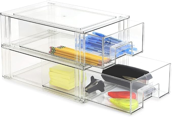Isaac Jacobs Medium Stackable Organizer Drawer (12.5” x 8.3” x 4.1”), Clear Plastic Storage Box, Pull-Out Bin, Home, Office, Closet & Shoe Organization, BPA-Free, Food/Fridge/Freezer Safe (Medium) - Image 4