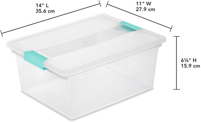 Sterilite Deep Clip Box, Clear Storage Bin with Latching Lid, 4 Pack - Image 2