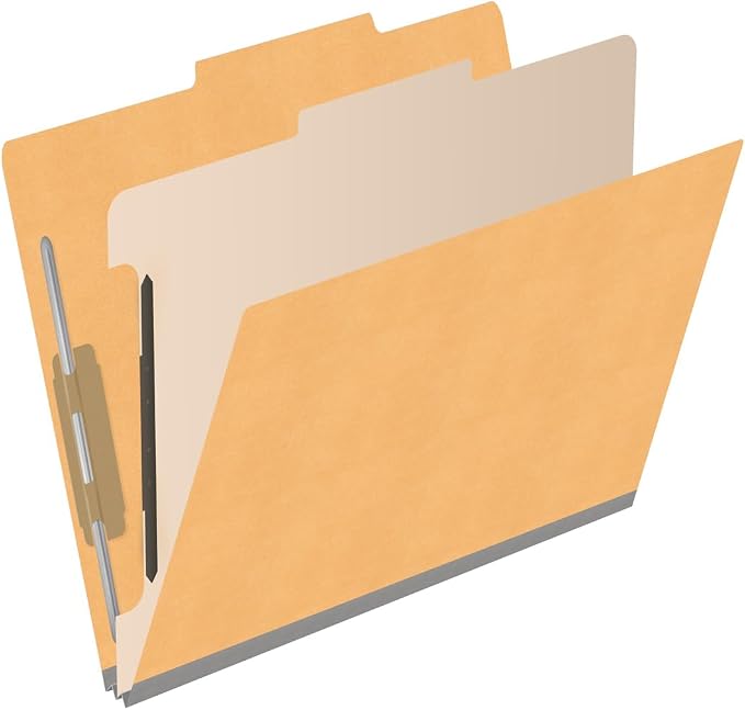 Heavy Duty End Tab Color Folders, 2/5 Cut ROC Top Tab, Letter Size, 1 Divider, Gold (Box of 10) - Image 2