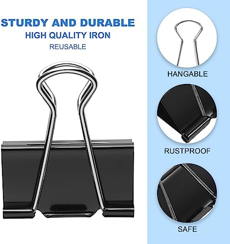 Binder Clips Assorted Sizes Including Extra Large Medium Small Mini and Micro, Office Supplies File Clamps Paper Clips, 6 Sizes in 6 Boxes, 208 PCS Metal Black Clamps for School - Image 3