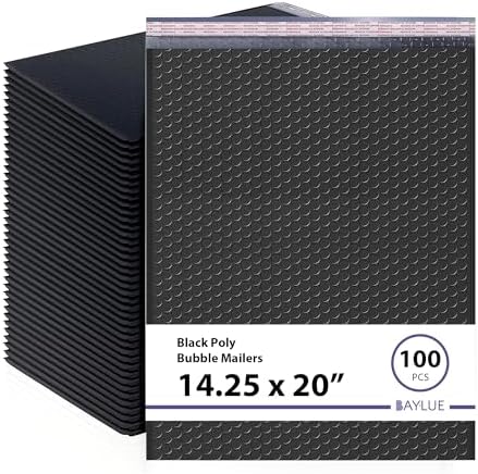 Black Bubble Mailers 14.50x20, Self Seal Poly Padded Envelopes #7, 100 Pack by BAYLUE