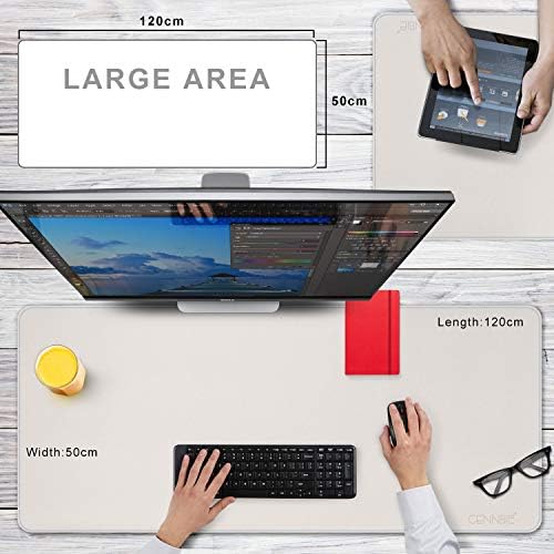 CENNBIE 47.2" x 19.6" Leather Desk mat, Desk mats on top of desks,Perfect Desk Mate for Office and Home(Cream) - Image 2