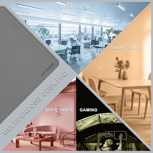 CENNBIE 35.5" x 16" Leather Desk Mat, Computer Mouse Pad for Office(Grey) - Image 5