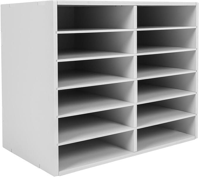 Mail Sorter Desktop, White Student Mailbox for Classroom, 12 Compartments Literature Organizer, Sheet Sorter, Paper Organizer for Home School Office (12 Slots White) - Image 6