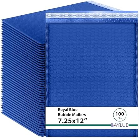 Royal Blue Bubble Mailers 7.25x12, Poly Padded Envelopes #1, 100 Pack by BAYLUE