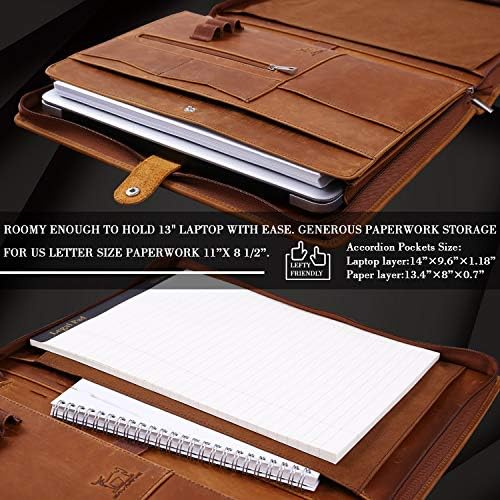 Personalized Leather Portfolio Padfolio for Men, Engraved Gifts for Father's Day for Husband from Wife, Customized Leather Gifts Present for Son/Dad, for Birthday, Brown - Image 6