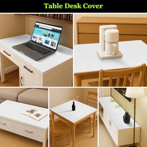 Warmstar Leather Table Cover 25 x48 Inch, 1.8MM Thick PVC Table Protector Waterproof, Desk Cover Protector Non-Slip Table Pad for Kitchen, Dresser, Gaming Desk,Dining Room Table，White - Image 6