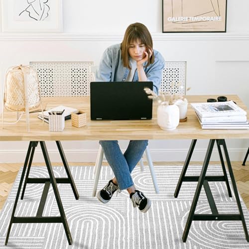 Office Chair Mat for Hardwood Floor, 48"x36" Easy Glide Computer Desk Mat Protector for Rolling Chair Under Desk Rug Nonslip Backing, Machine Wash (Modern) - Image 2