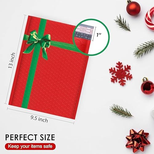 Christmas Bubble Mailers 10x13, Poly Padded Envelopes, 100 Pack Bulk - Image 2