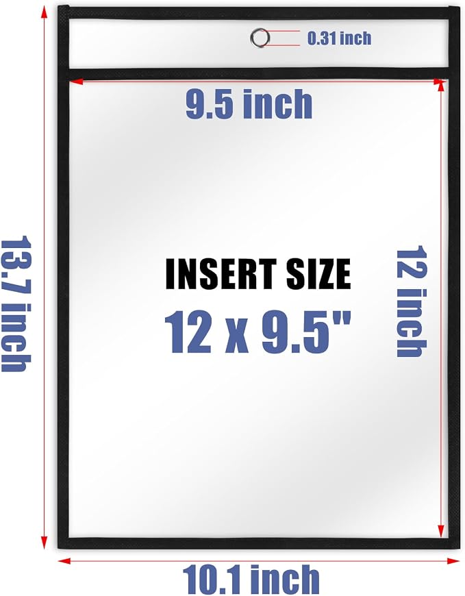 Job Ticket Holders 9x12, 30 Pack Sheet Protectors Plastic Paper Sleeves | Heavy Duty 8.5 x 11 Clear Document Protectors Dry Erase Pocket Sleeves for Shop Office Classroom Home School, Black - Image 2