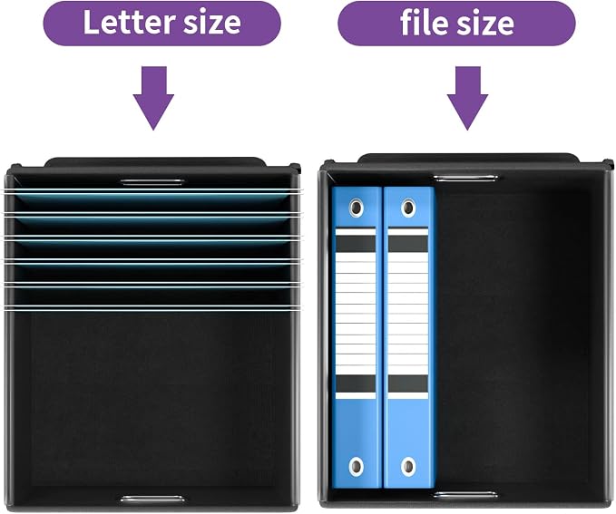 File Organizer Box with Lids, Collapsible File Folder Organizer | File Box with Plastic Slides for Office Document Storage, Filing Bin for Letter Size Hanging File Folders (1 Pack, Purple) - Image 4