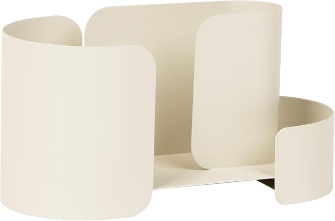 Mind Reader Hanging Accessory Organizer, Adhesive Wall-Mounted Shelf with Hooks for Home, Office, Dorm, or Bathroom, Metal, Tan - Image 7