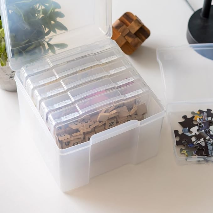 IRIS USA Photo Storage Box |Made in USA| 6 Cases - Clear | Fits 4" x 6" Pictures / Organizing Containers for Tasks, Stickers, Ephemera & Flashcards - Image 7