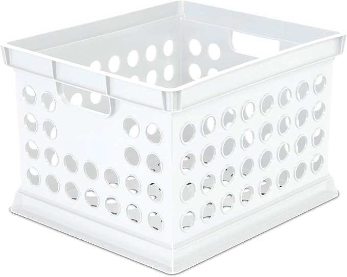 Sterilite Storage Crate Bin File Organizer for Home & Office, White, 6-Pack | Heavy-Duty and Stackable Plastic Boxes and Containers for Desk, Cabinet, Dorm, Garage, or Utility Organization - Image 6
