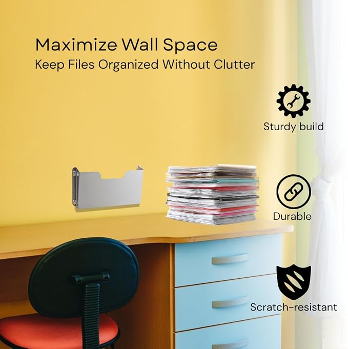 DR POCKET RACK Wall Mount Pocket Wall File Organizer, Single Pocket Letter Size, Stainless Steel, 14 x 2.5 x 7.5 inches - Image 7