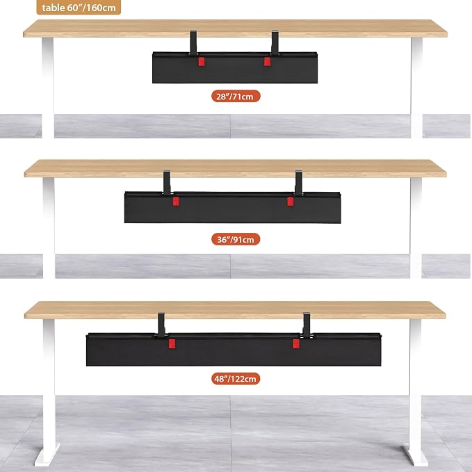 Univivi No Drill Under Desk Cable Management Tray, 28 inch Cable Management | Clamp/Screw Mount Cable Tray under desk, Premium Fabric Cord 0rganizer for Desk, Various Size Cord Organizer for Office, Home - Image 8