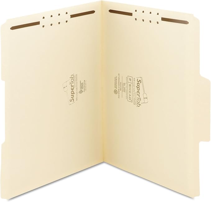 Smead SuperTab® Fastener File Folder, 2 Fasteners, Oversized Reinforced 1/3- Cut Tab, Guide Height, Letter Size, Manila, 50 Each per Box (14535) - Image 7