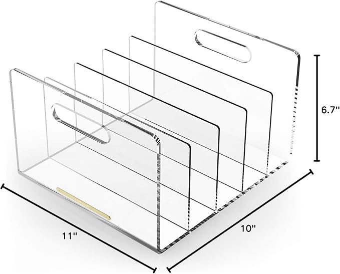 Acrylic File Sorter, Desktop File Collator Office File Organizer, Clear 11.4" x 6.7" x 10" - Image 7