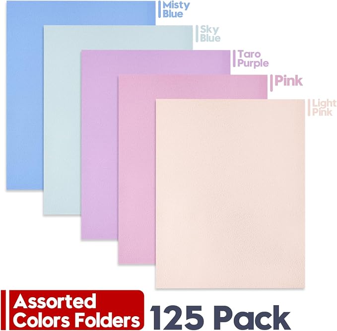 125 Pack Bulk Two Pocket Folders, Letter Size 8.5" x 11" Paper Folders with Business Card Slot, Assorted 5 Colors, Heavy Duty for Office, Law Firms, Accounting & Business Use - Image 4