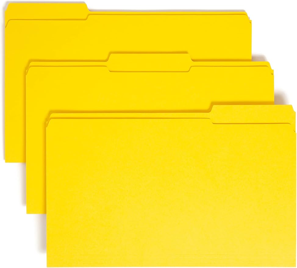 Smead File Folder, Reinforced 1/3-Cut Tab, Legal Size, Yellow, 100 per Box (17934) by SMEAD